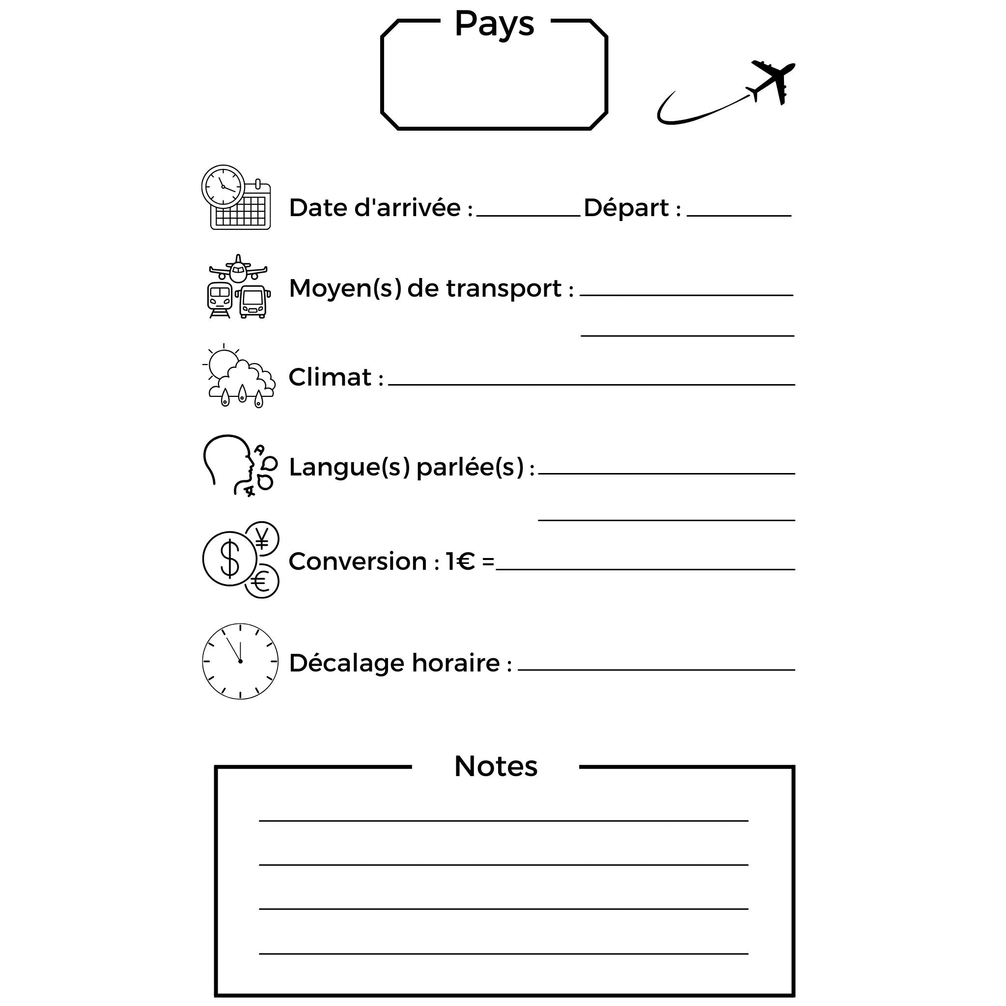 Carnet de voyage Nomade à personnaliser et à remplir - 114 pages