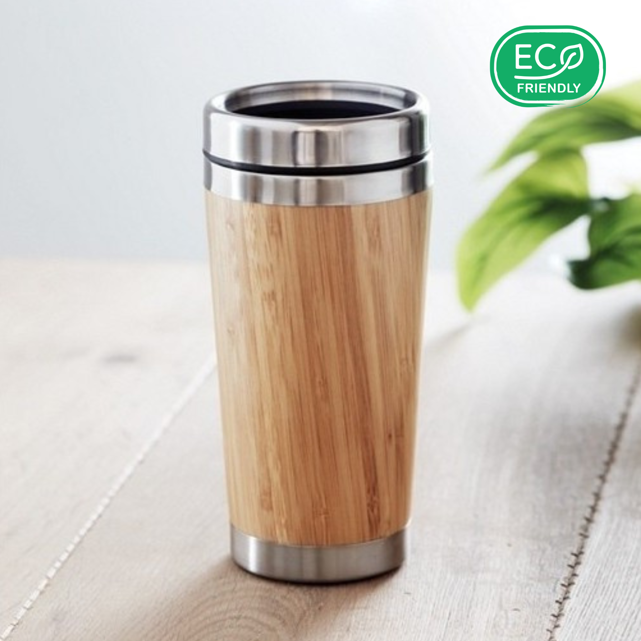 Gourde eco-friendly Fuji 400 ml avec finition bambou naturel