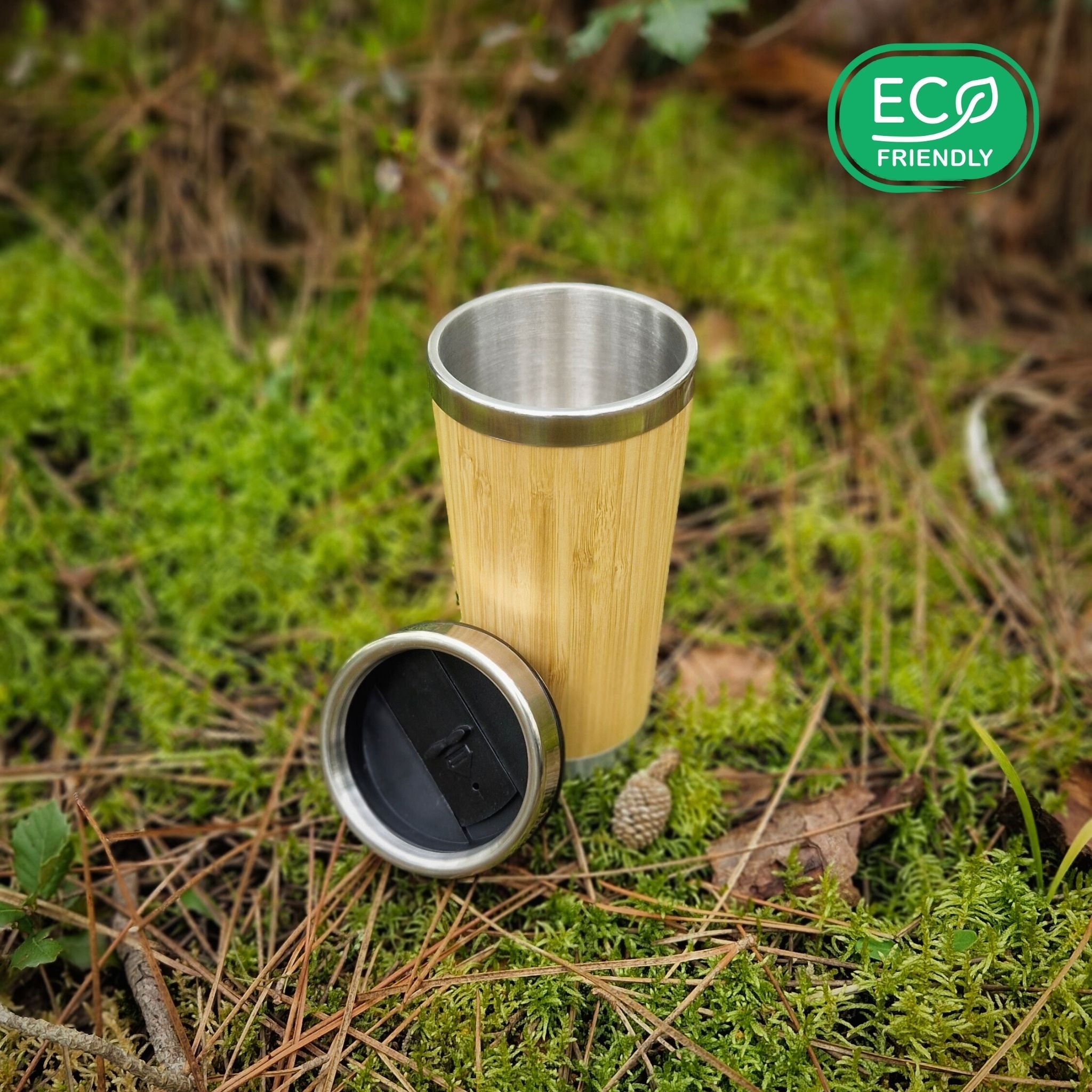 Gourde eco-friendly Fuji 400 ml avec finition bambou naturel