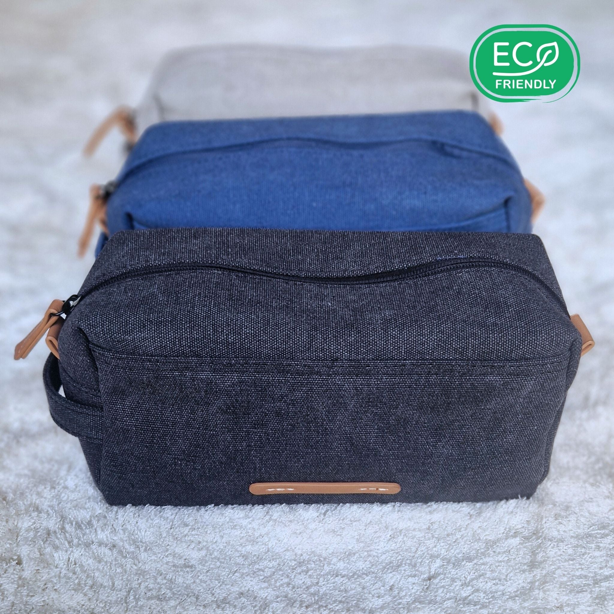 Trousse de toilette de voyage Tasmania en toile recyclée - 3 couleurs