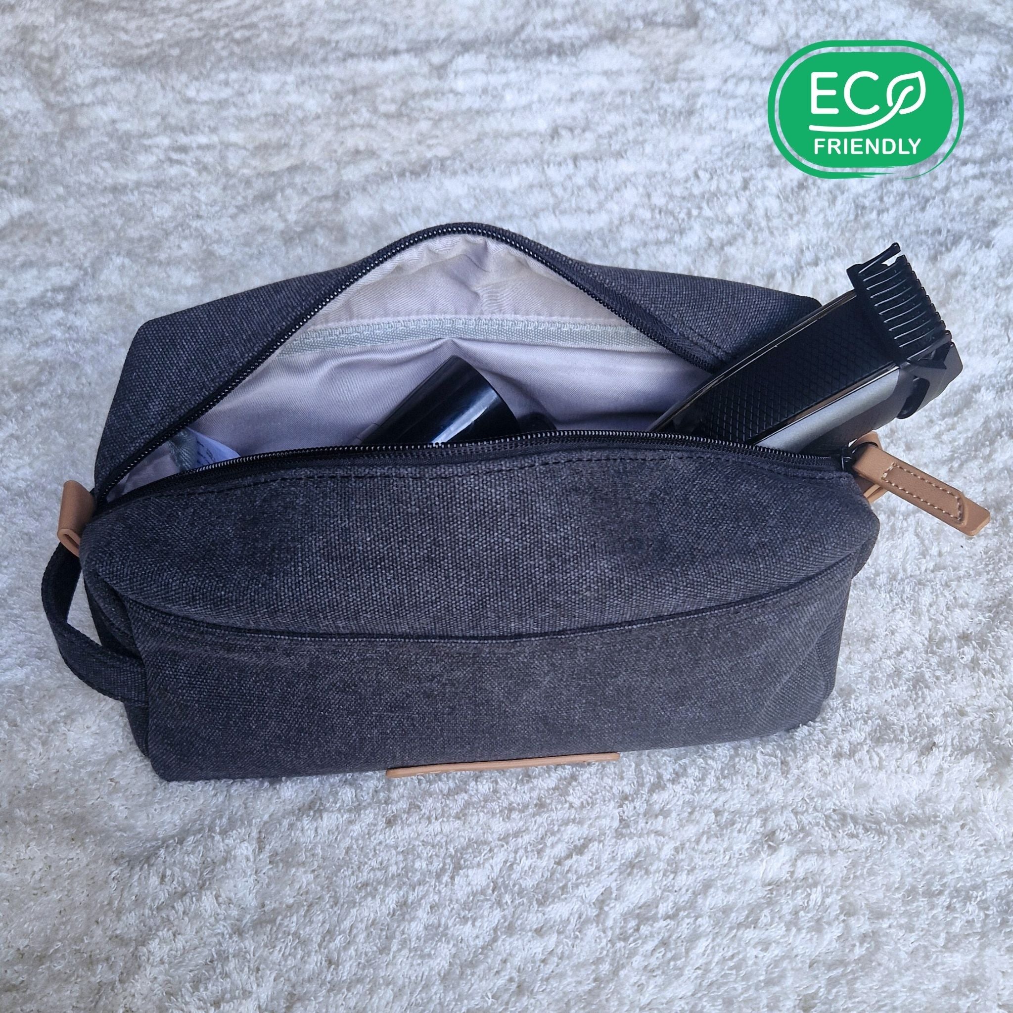 Trousse de toilette de voyage Tasmania en toile recyclée - 3 couleurs