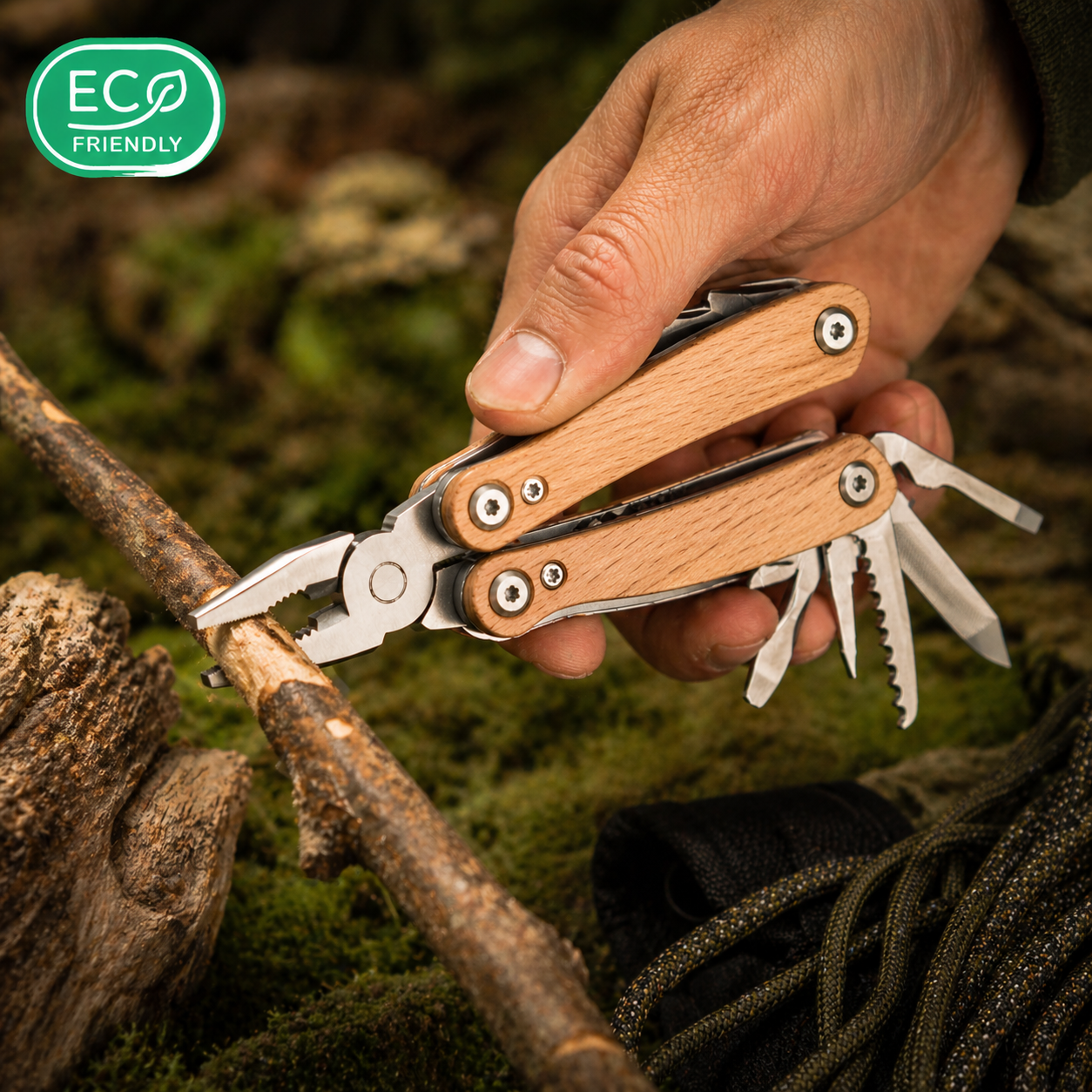 Mini outils multifonctions Iguazu en bois de hêtre - 12 fonctions